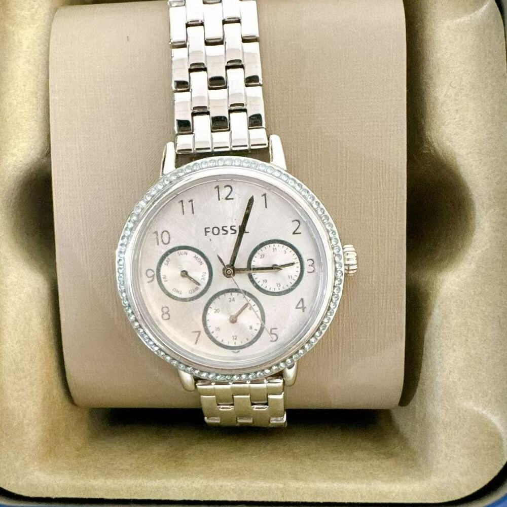 Fossil BQ3711 Silver Crystal Bezel Multifunction Stainless Steel Ladies Watch